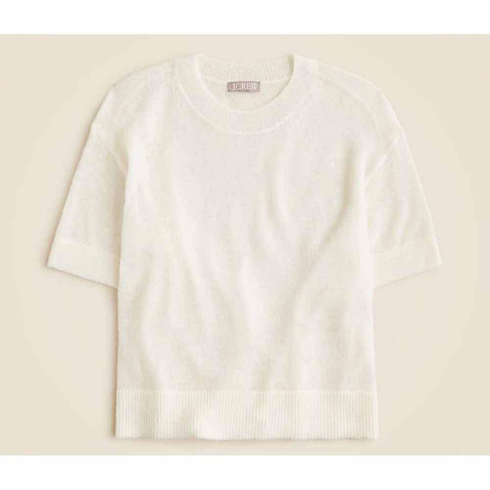 J. Crew Soft Cream Alpaca Tee Women's Size Large Ivory white New NWT